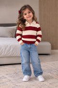 Ck Striped Polo pullover - Burgundy