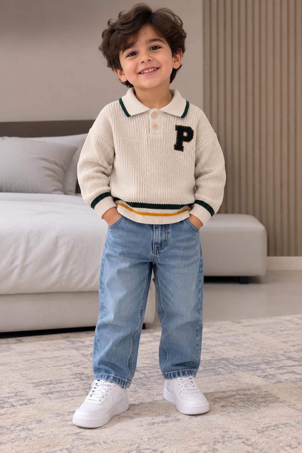 Polo P Knit Sweater - Cream