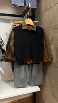 Leo 3Piece Set - Black Vest & Orange Plaid
