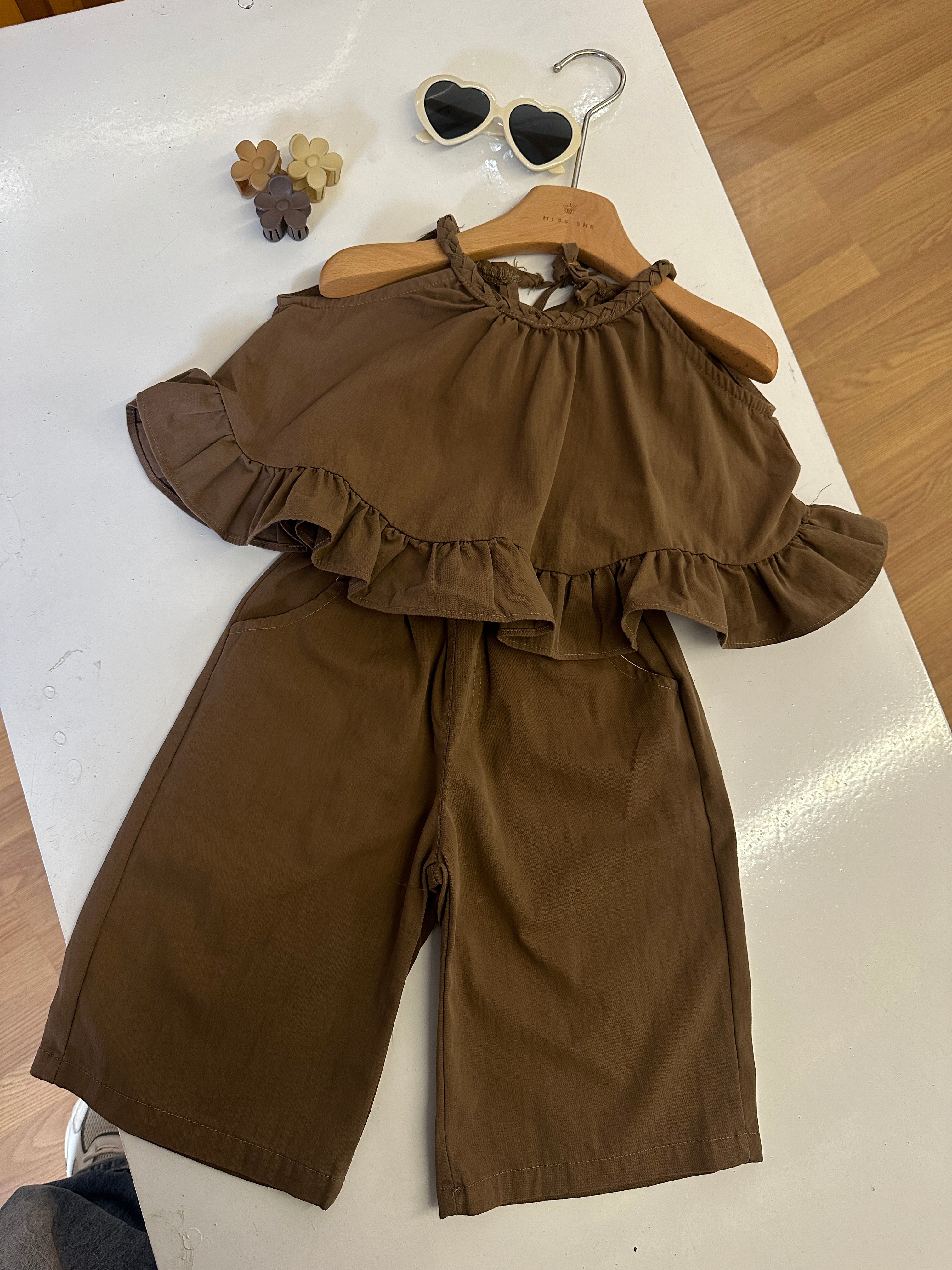 2-Piece Linen-Blend Set - Brown